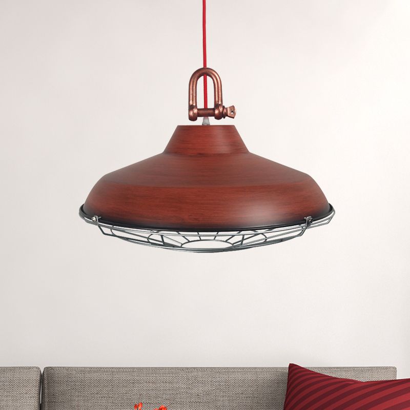 Apparecchio di illuminazione a sospensione con cornice metallica con tonalità fienile industriale 1 bulbo soggiorno lampada appesa in bianco/rame/ruggine