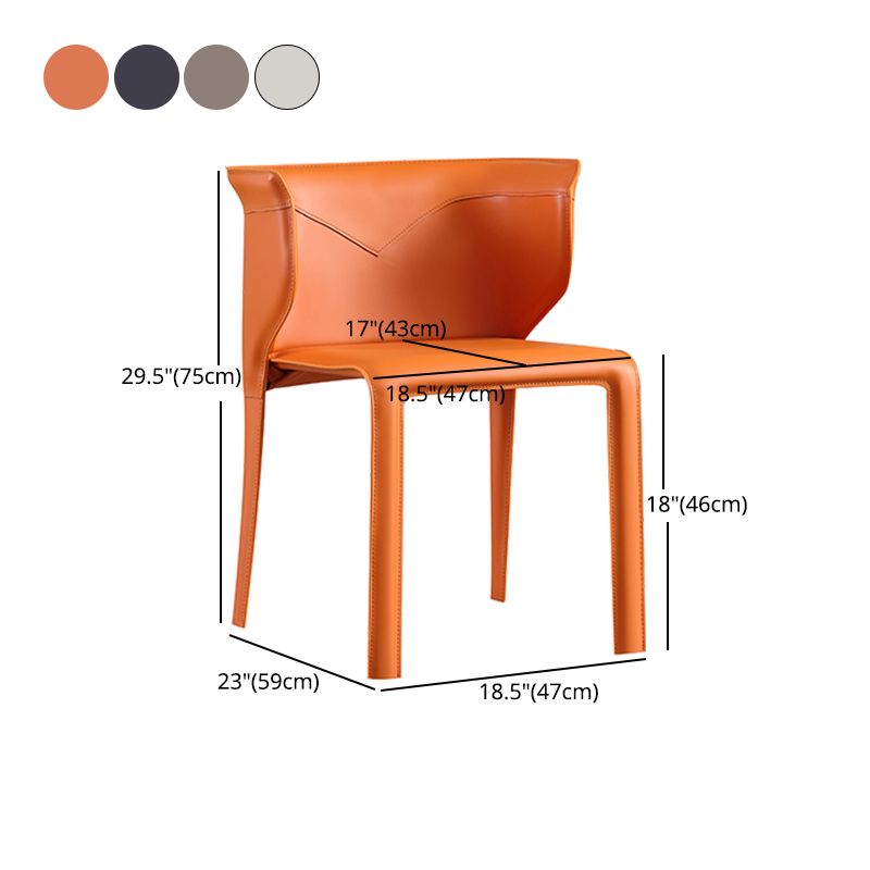 Contemporary Leather Dining Chair Armless Wingback Side Chair for Home Use