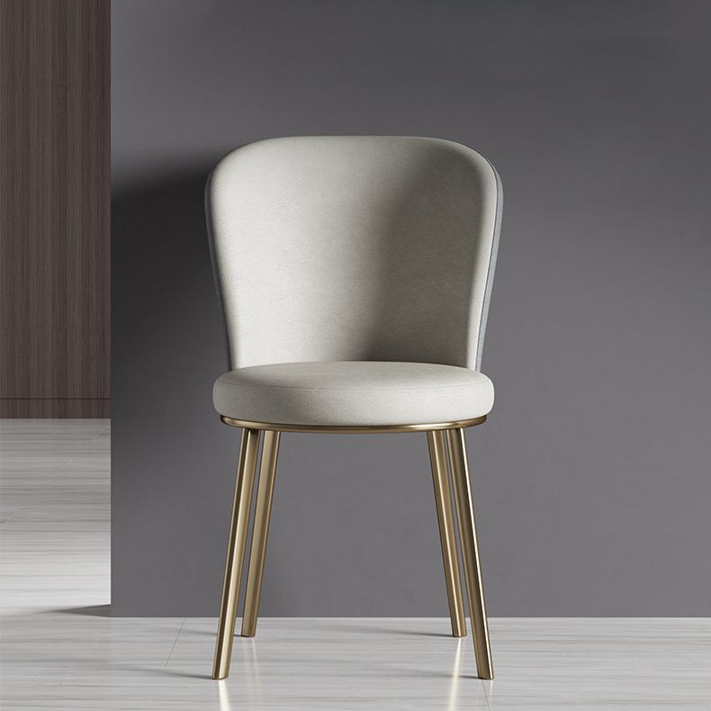 Silla de comedor de cuero Glam, sillas de comedor de metal sin brazos para uso doméstico