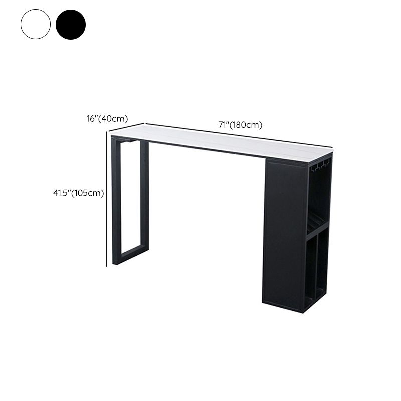 Modern Rectangle Bar Table Set 1/3 Pcs Stone Top Bar Table and Upholstered Stools