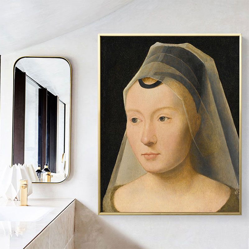 Canvas Brown Art Antique Style Headscarf Maiden Wall Print, Multiple Sizes Options
