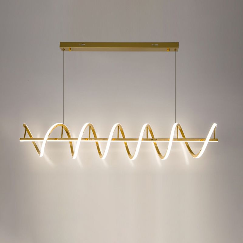 Minimalism Hanging Light Gold LED Island Light Fixture for Dining Room