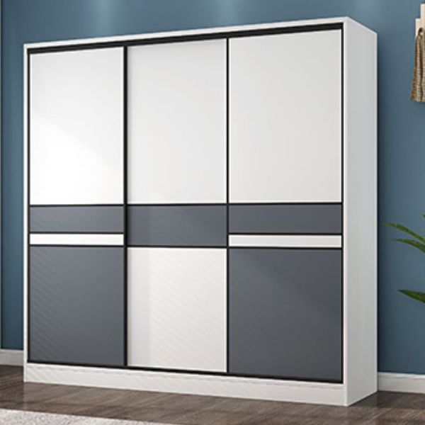 White Wood Frame Wardrobe Freestanding Wardrobe Armoire with Shelves