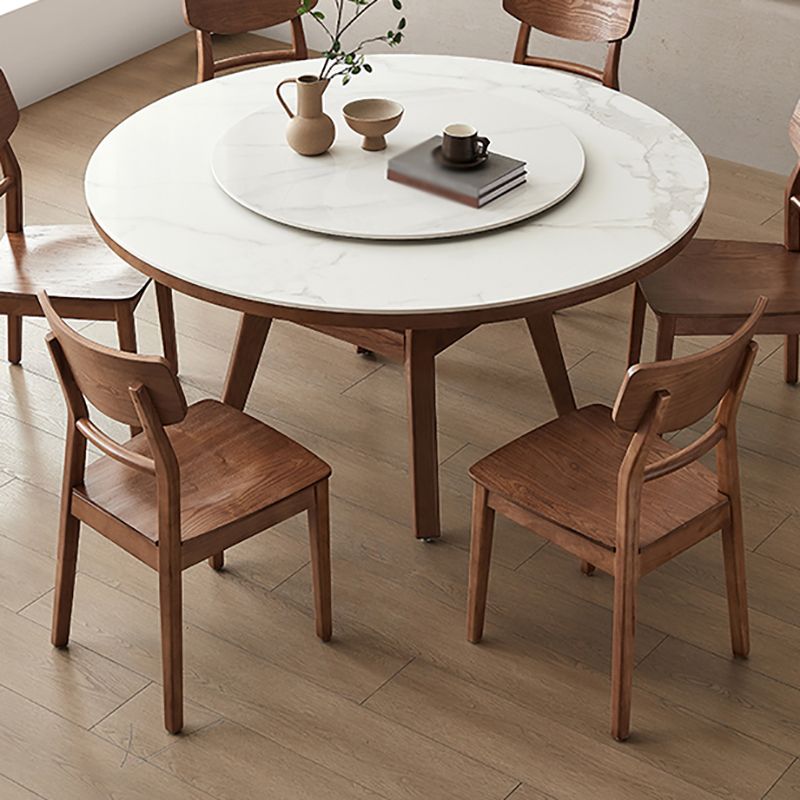 Modern Dining Round Table Dining Sintered Stone Table for Restaurant with Wood Legs