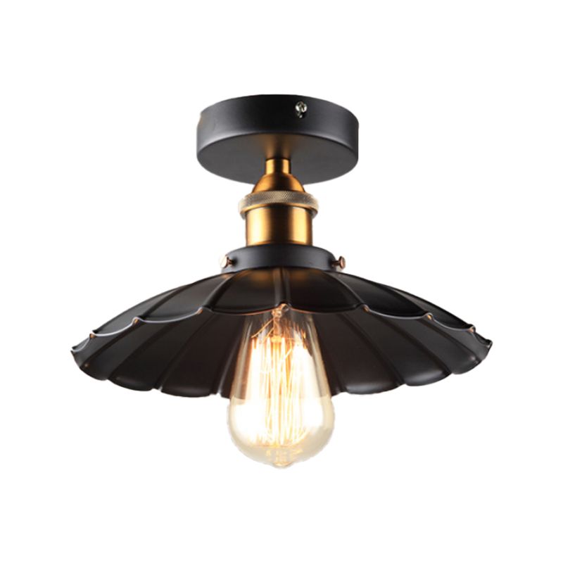 Semi Flush Mount Ceiling Light Industrial Metal Flared Semi-Flush Mount Ceiling Light