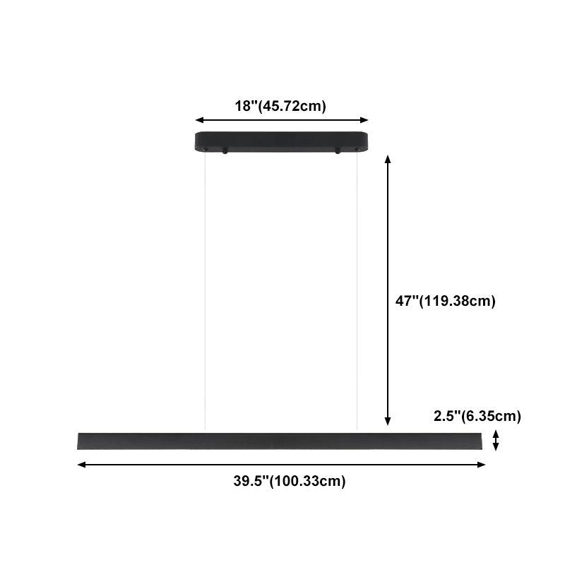 Simple LED Island Light Modern Style Linear Hanging Light for Dining Room