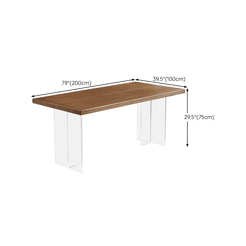 Simplicity Dinette Table Rectangle Solid Wood Dinner Table in Brown