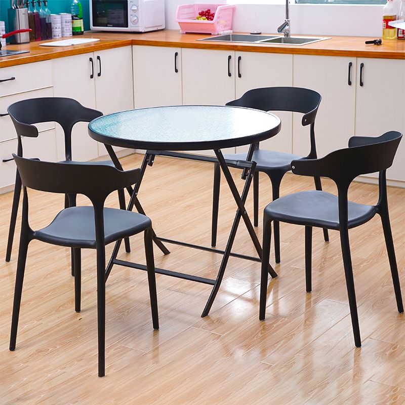 Modern Style Glass Dining Room Dinner Kitchen Table Round Table with Black Frame