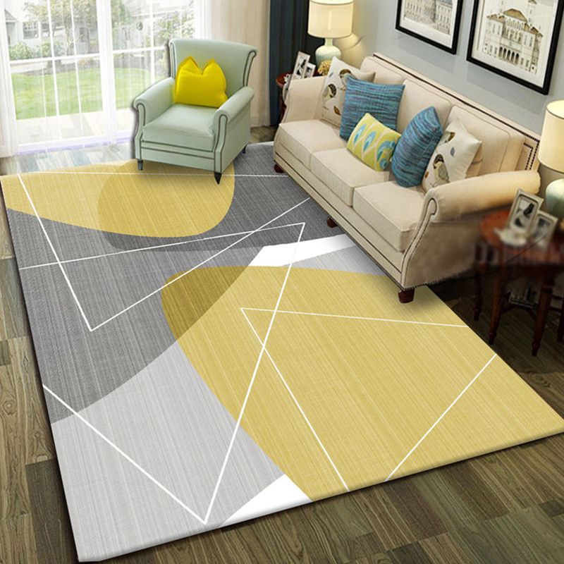 Modern Geo Pattern Rug Multi Colored Cotton Blend Area Carpet Non-Slip Pet Friendly Indoor Rug for Parlor