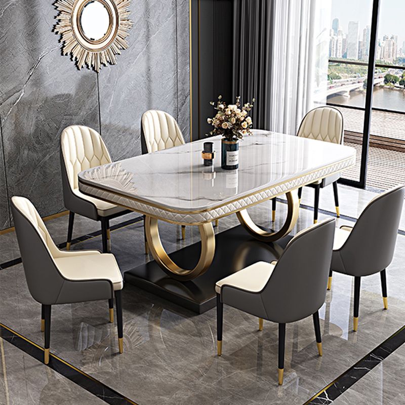 Rectangular Table Sintered Stone Dining Table with Stainless Steel Frame