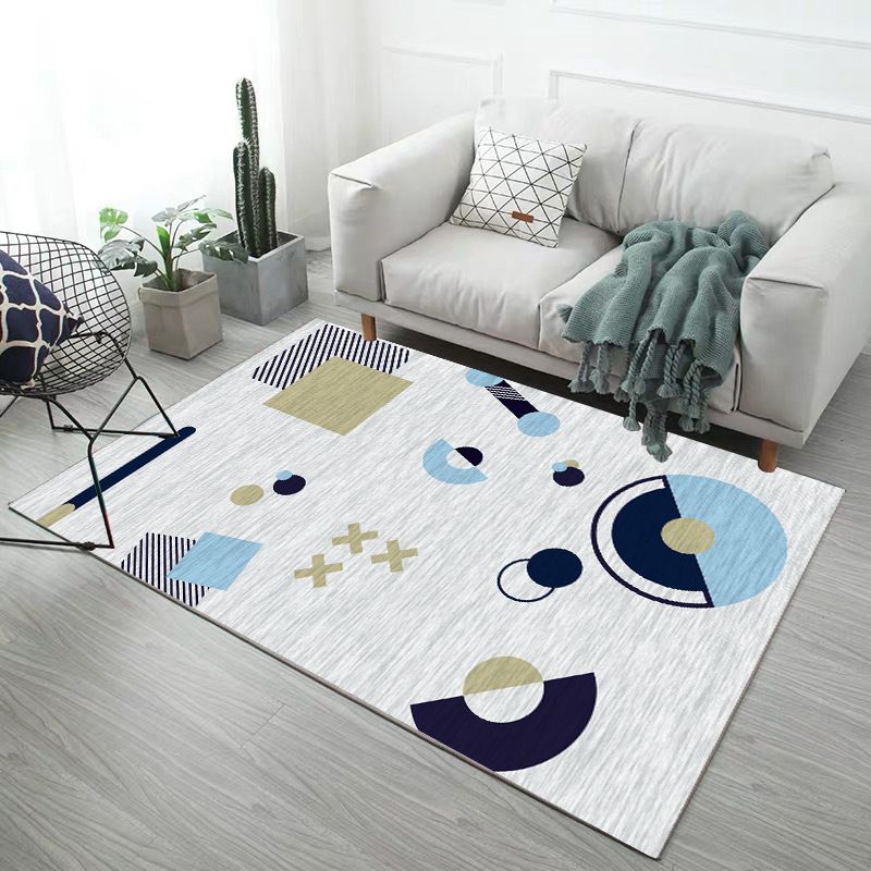 Modern Geometry Rug Polyester Rug Stain Resistant Carpet for Home Decor