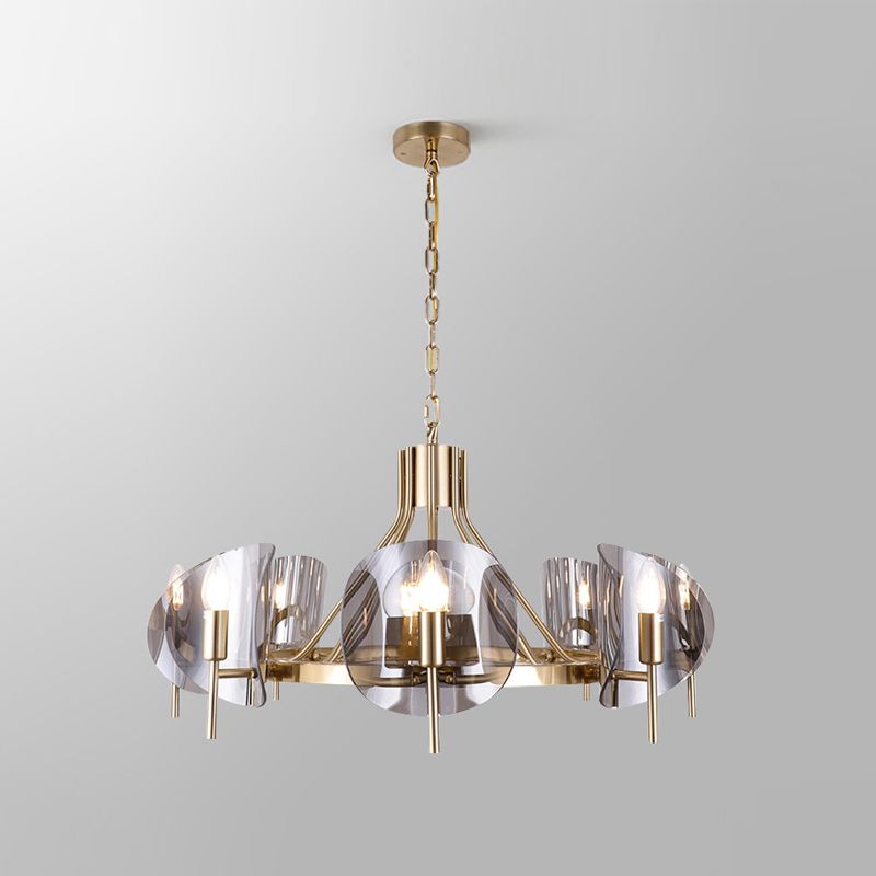 Modern Style Chandelier Light Fixture Round Shape Glass Hanging Light for Living Room