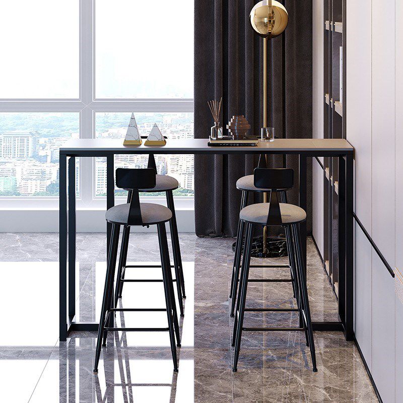 Modern 1/3/4/5 Pieces Bar Table Set Rectangle Stone Counter Table with Stools for Balcony