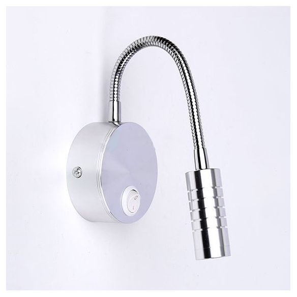Chrome Cylinder Wall Mount Lamp Modern LED Metal Adjustable Wall Sconce with/without Switch in Warm/White Lighting