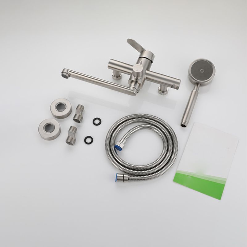 Wall Mounted Metal Tub Filler Low Arc Swivel Bathroom Faucet