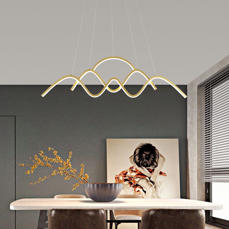 Wave Metal Suspension Pendant Light Contemporary Style LED Chandelier Lighting Fixture