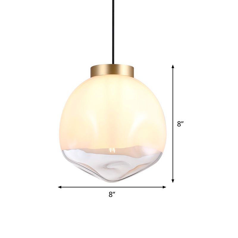 Lampe suspendue au globe moderne blanc et verre aléplé transparent 1 tête de plafond de plafond plafonnier en laiton