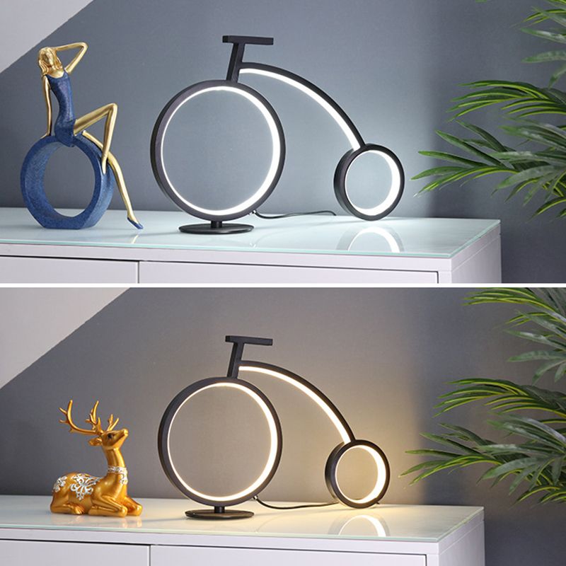 Novelty Bike Shaped Nightstand Lamp Minimalist Metal Bedside LED Table Light