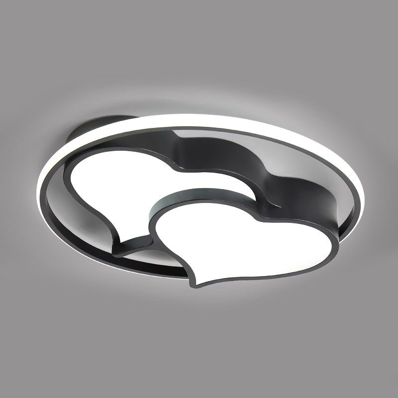 Moderne ringförmige Deckenleuchte mit 2-Herz-Unterputzleuchte aus Acryl und Metall für das Wohnzimmer