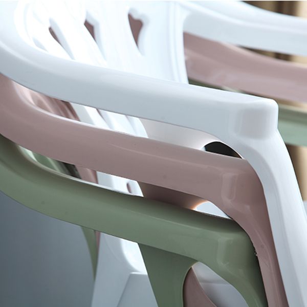 Silla de comedor de plástico de estilo moderno, sillón de comedor apilable con respaldo de listones para el hogar