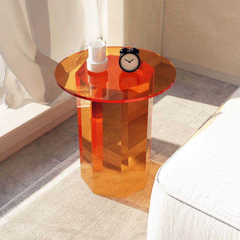 Contemporary Accent Side Table Pedestal Acrylic Round Living Room End Table