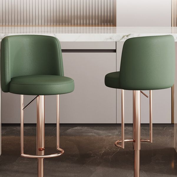 Glam Style Liftable Bar Stool Round Seat Counter Bar Stool with Metal Legs