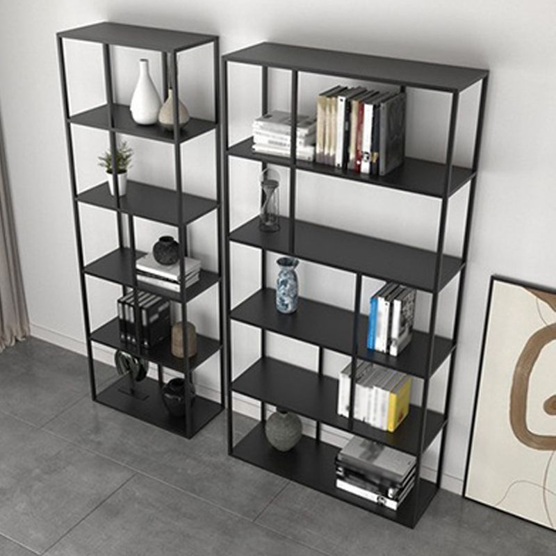 4-Shelf Black Etagere Bücherregal zeitgenössischer offener Eisenrahmen und Regal