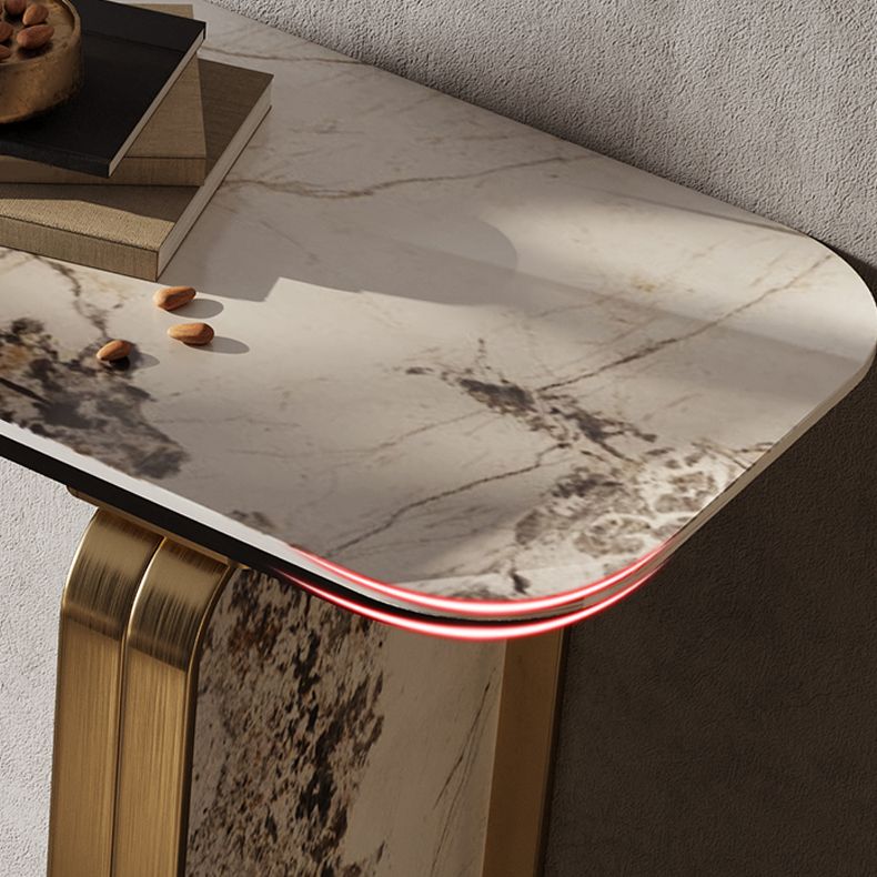 Glam Golden Console Accent Table Stone Console Sofa Table for Hall