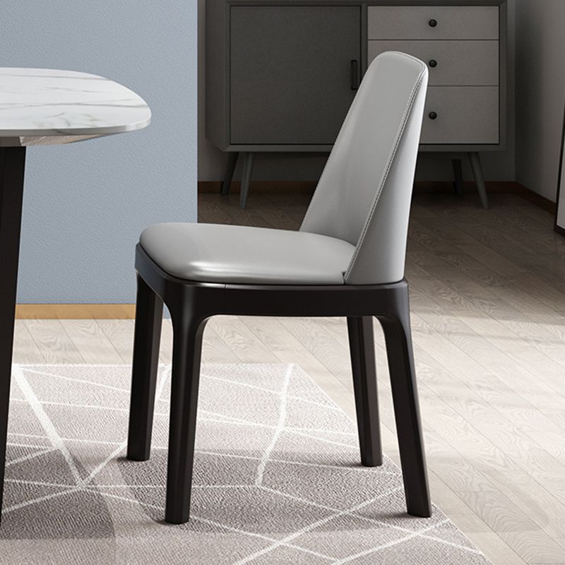 Juego de sillas escandinavas de madera de caucho, silla de comedor lateral con respaldo macizo (juego de 2)