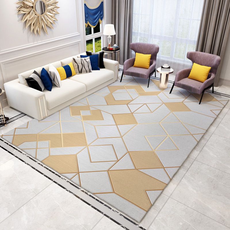Brown Modern Rug Polyester Striped Rug Stain Resistant Rug for Living Room