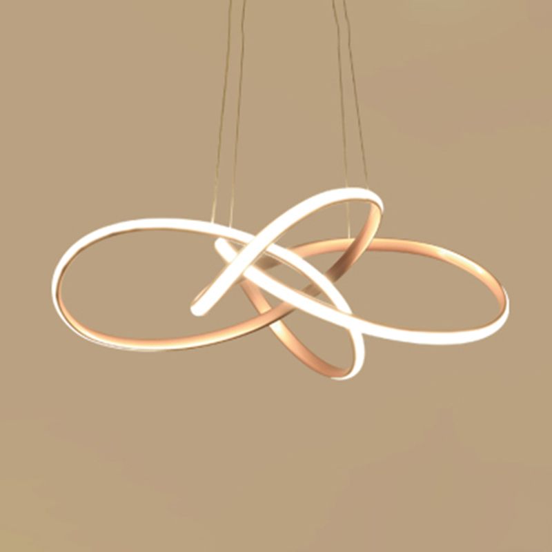 Gold Floral Twist LED Chandelier Art Deco Metal Hanging Ceiling Light for Dining Room