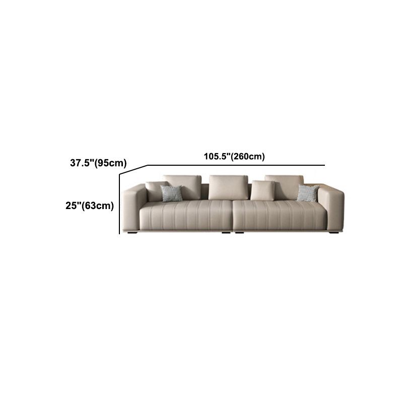 Cream Faux Leather Square Arm Sofa/Sectionals with water proof for Living Room