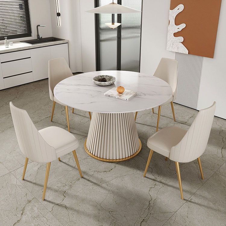 Glam 1/5 Pieces Dining Set Round Stone Dining Table for Kitchen Dining Room
