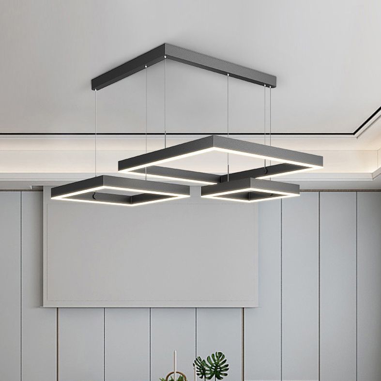 Metal Squared Chandelier Pendant Light Nordic LED Pendant Lighting Fixture in Black