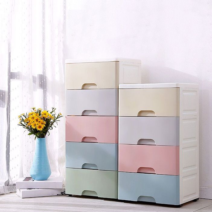 Contemporary Plastic Storage Cabinet With Drawer Non-Hanging Armoire