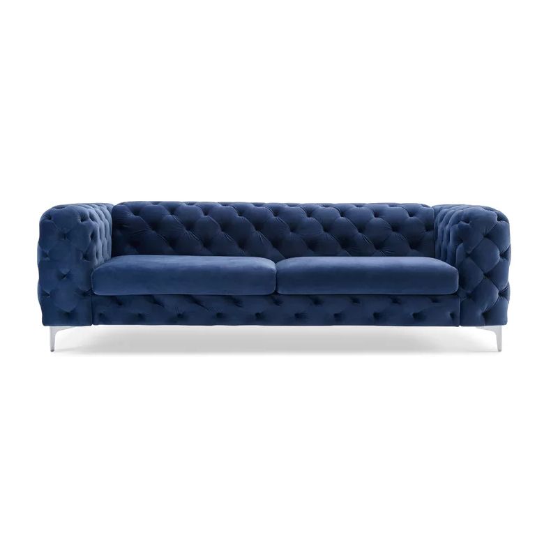 Tuxedo Arm Stationary Sofa 31.50" H Velvet Sofa with Tufted Split-Back