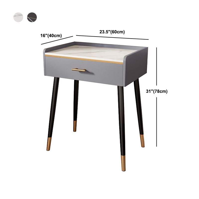Luxurious Makeup Vanity Stone Top Dressing Table in Grey Finish