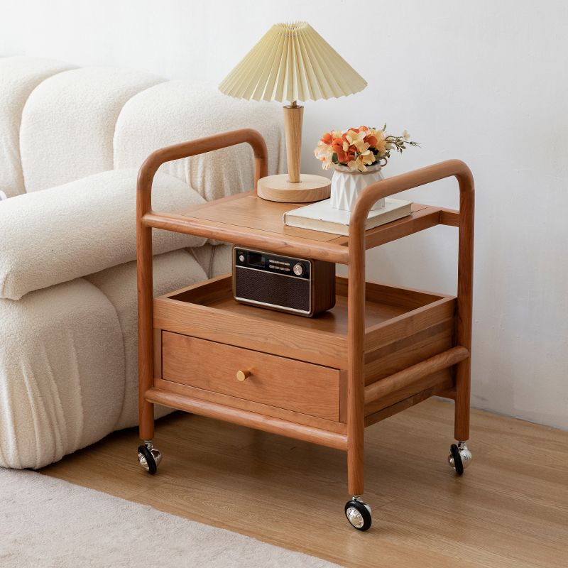 Modernistic Corner Table with Storage Rectangular Double Tier Living Room End Table