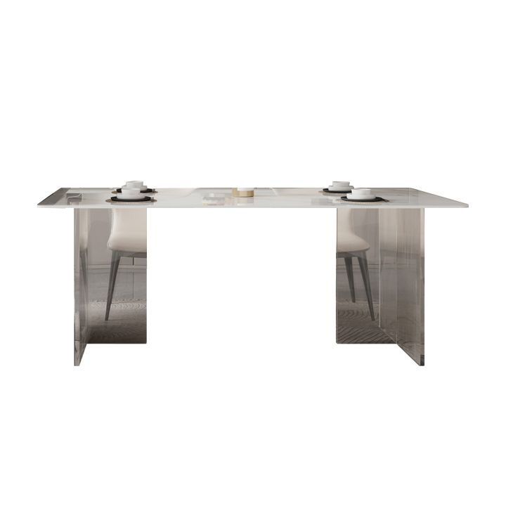 Sintered Stone Dining Table Double Pedestal Table for Kitchen Dining Room