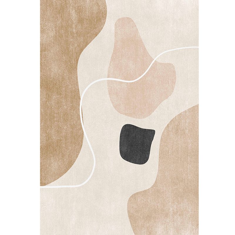 Apricot Abstract Carpet Polyester Modern Area Rug Non-Slip Backing Indoor Rug for Home Decor