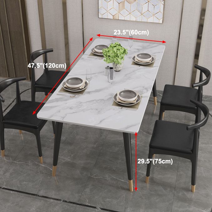 Table de salle à manger en marbre de collection de salle à manger de style industriel avec 4 pieds