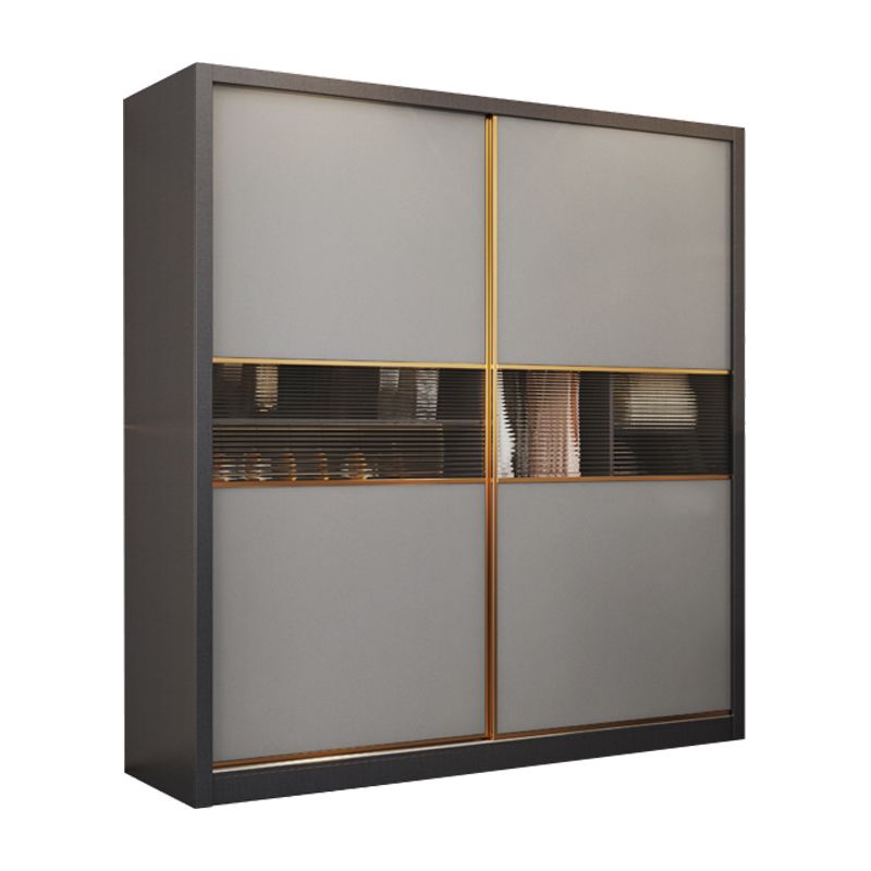 Grey Engineered Wood Wardrobe Cabinet Contemporary Wardrobe Closet