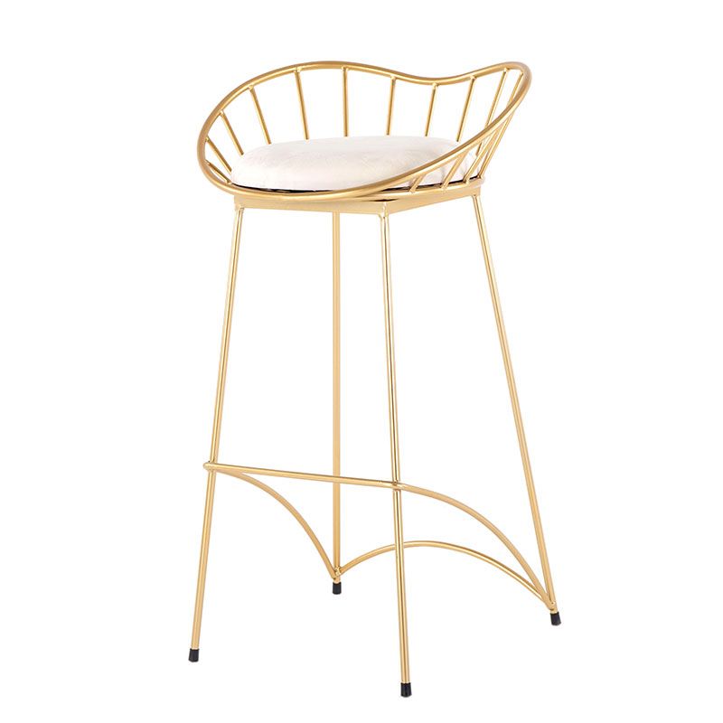 Modern Style Iron Bar Stool Low Back with Footrest Living Room Simple Bar Stool 30 Inches