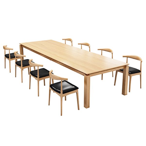 Rectangle Wood Color Dining Table Solid Wood Table Minimalist with 4 Legs