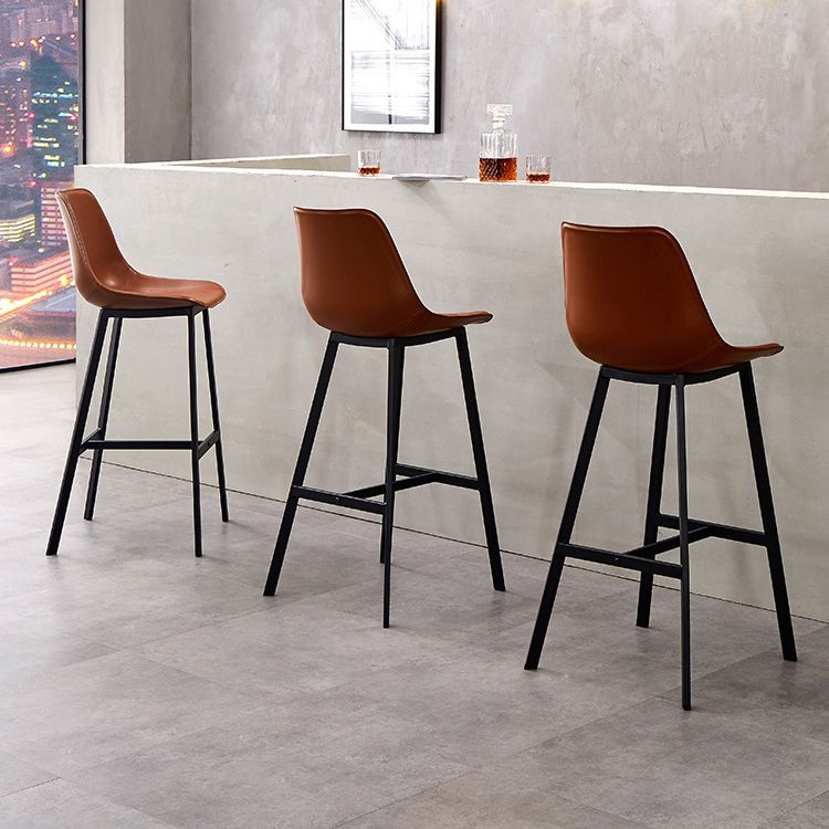 Leather Bar Stool Modern Backrest Counter Stool for Dining Room
