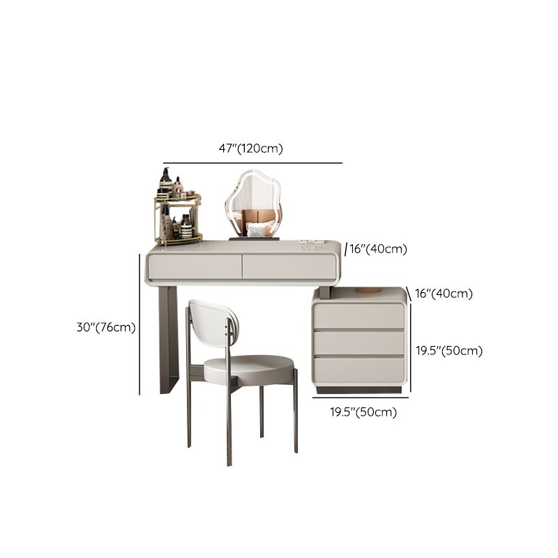 Gray Contemporary Bedroom Wooden With Drawer Lighted Mirror Make-up Vanity