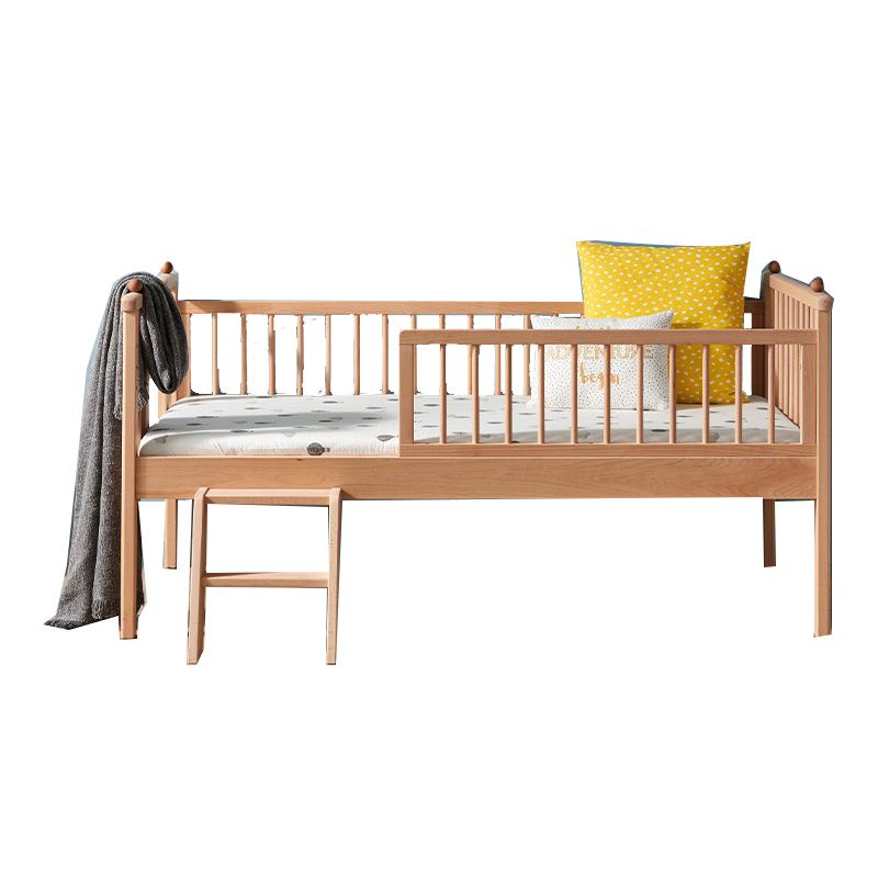 Traditional Wooden Baby Crib Solid Color Arched Crib with Guardrail