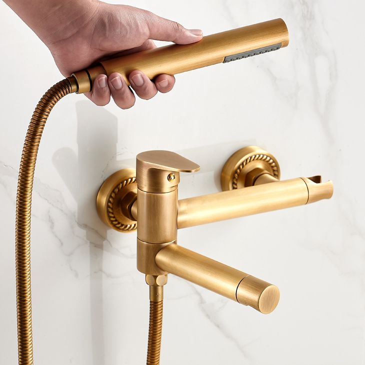 Contemporary Wall Mounted Tub Filler Single Handle Metal Faucet