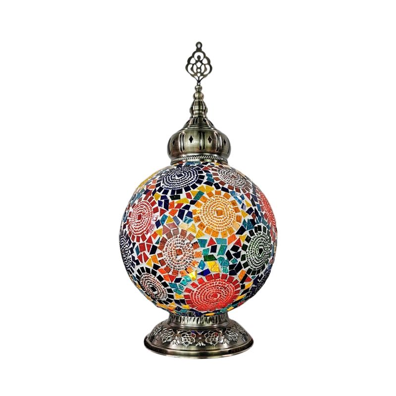 1 Kopf gefärbte Kunstglas Tischlampe traditionelle weiße/rote/gelbe Globus Schlafzimmer Nachttisch Licht