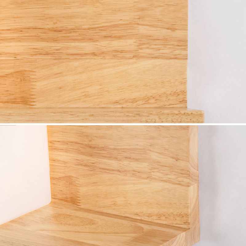 Contemporary Wall Light Fixture Wooden Wall Light Sconce with Glass Shade for Bedroom